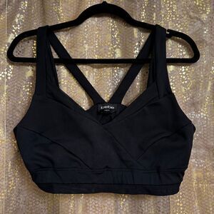 Bebe Black Mesh Cute Strappy Sports Bra Size Large